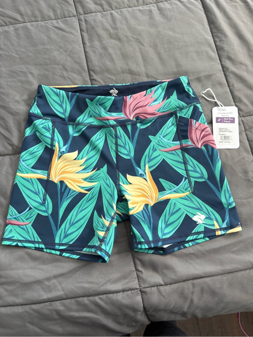 rabbit Speed Leggy 4” Running Shorts Paradise Floral Women’s S NWT
